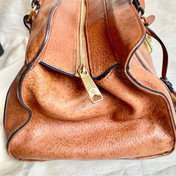 Vintage Ralph Lauren Caramel handbag old money gold hardware - Picture 6 of 14